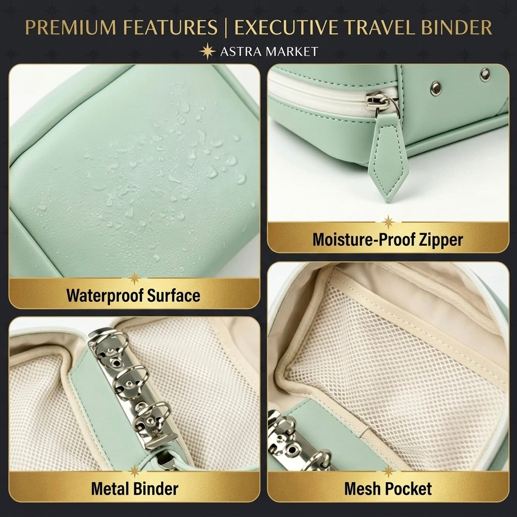 Weekly Pill Organizer Leatherette Binder – 14 Waterproof Pouches